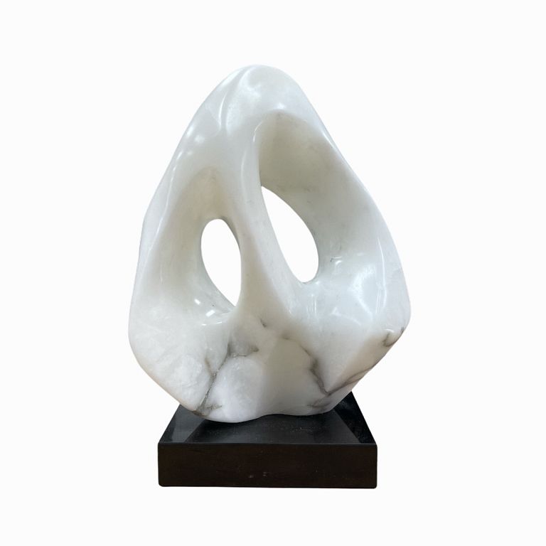 Appraisal: Contemporary Marble Sculpture Abstract white marble mounted on black hardstone