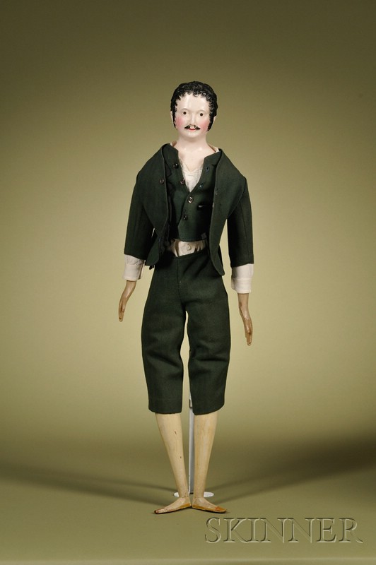 Appraisal: Papier-mache Gentleman with Mustache Germany c papier-mache shoulder head molded