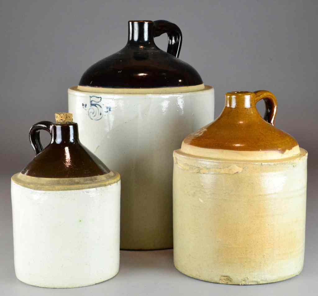 Appraisal: Pcs American Stoneware JugsIn graduated sizes five gallon to one