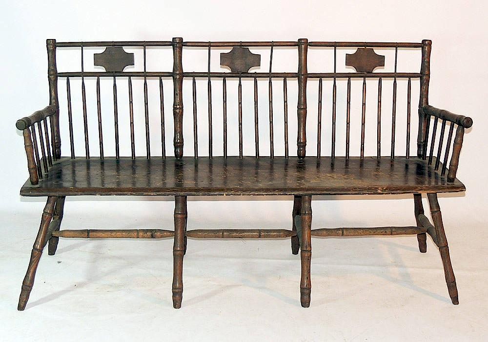 Appraisal: Delaware Valley Windsor Settee Birdcage back - tall x wide