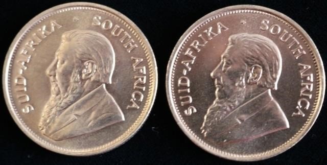 Appraisal: TWO GOLD KRUGERRANDS OZT EACH UNC