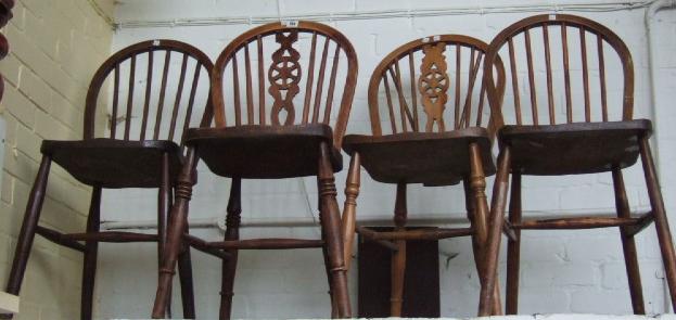 Appraisal: A matched set of four beech and elm wheel back