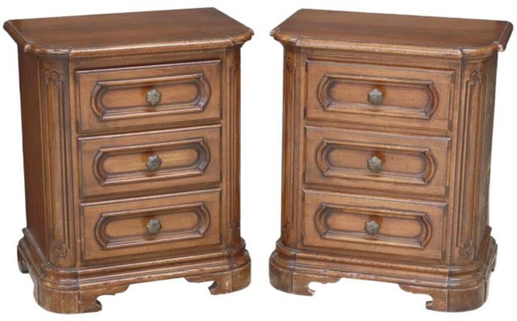 Appraisal: pair Italian Baroque style nightstands th c three drawers rising