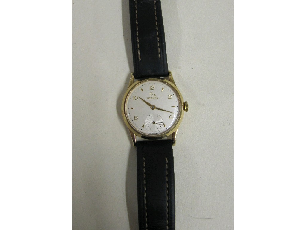 Appraisal: Gents Record wrist watch with cream dial Arabic numerals subsidiary