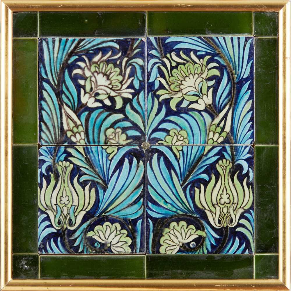 Appraisal: WILLIAM DE MORGAN - TILE PANEL CIRCA glazed earthenware comprising