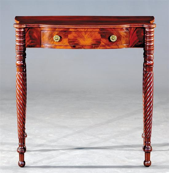 Appraisal: American Empire carved mahogany pier table circa shaped top with