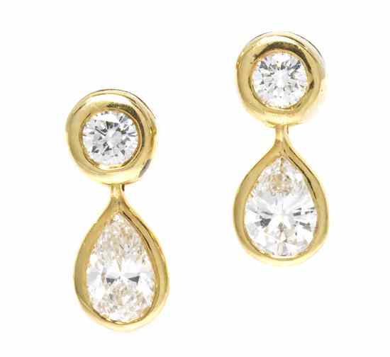 Appraisal: A Pair of Karat Yellow Gold and Diamond Earrings Tiffany