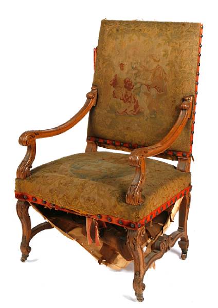 Appraisal: A Regence style carved oak armchair late th century height