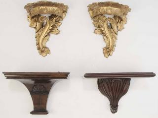 Appraisal: Group of Four Wall Brackets one carved mahogany - in