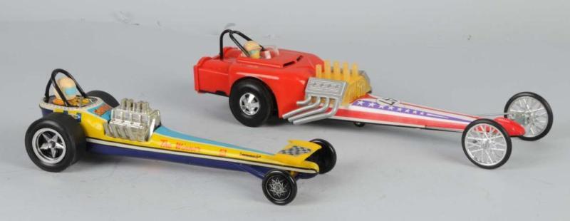 Appraisal: Lot of Tin Drag Racer Toys Description Japanese Working One