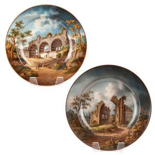 Appraisal: Two Berlin KPM porcelain pictorial chargers Late th early th