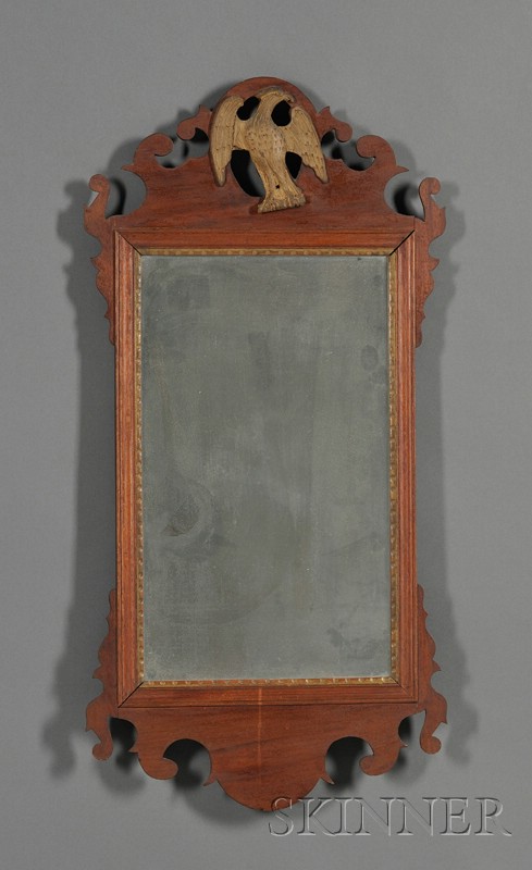 Appraisal: Chippendale Mahogany and Gilt-gesso Mirror New England c the scrolled