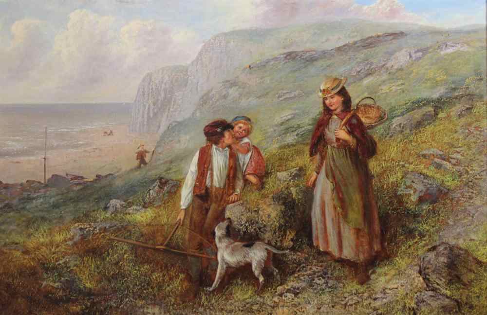 Appraisal: ENGLISH SCHOOL TH CENTURY YOUNG FISHERMAN ON THE SEA SHORE