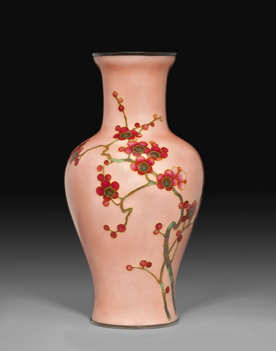 Appraisal: HEAVY ANDO JAPANESE CLOISONN VASE Unusual and remarkably heavy Japanese