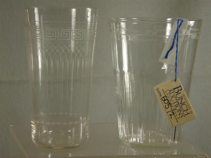 Appraisal: Early hand blown etched flip h with another later etched