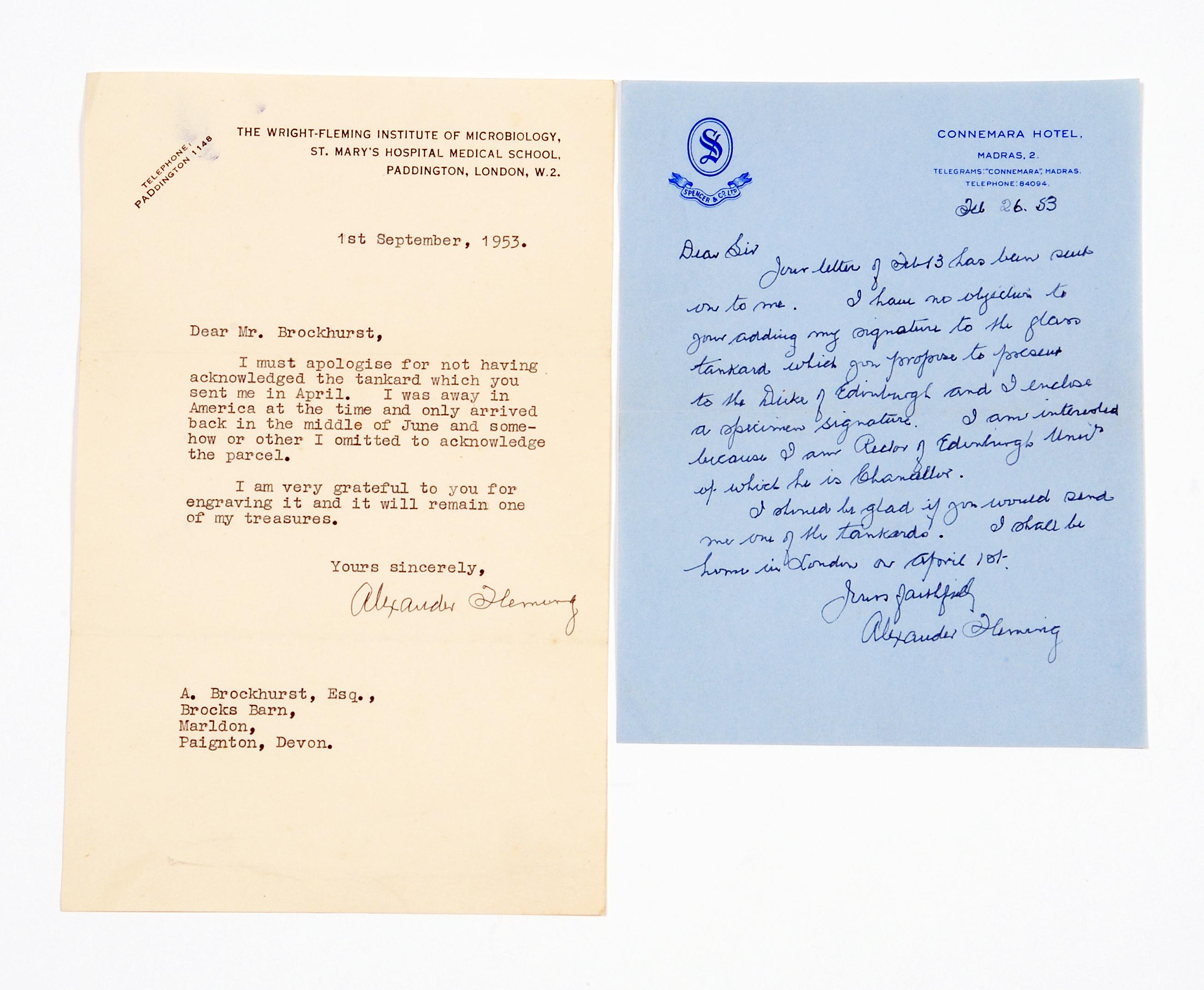 Appraisal: Alexander Fleming Discoverer of Penicillin signed manuscript letter from Connemara