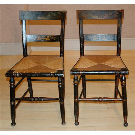 Appraisal: Set of Six American Rush Seat Side Chairs Estimate -