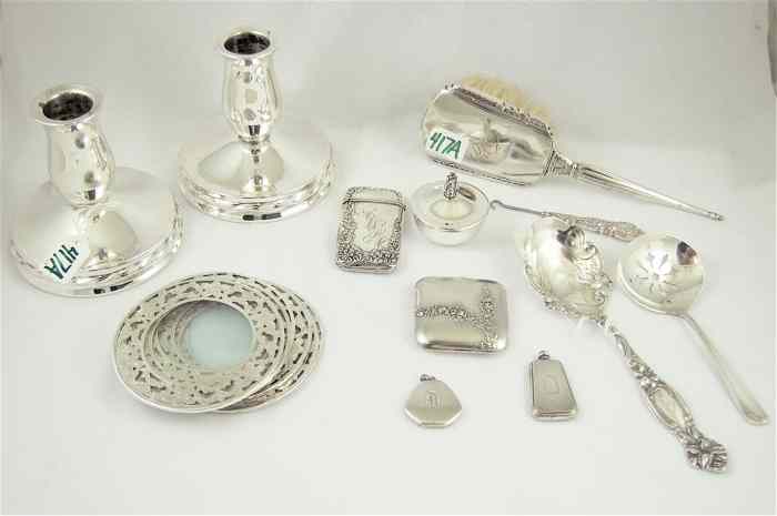 Appraisal: SEVENTEEN ASSORTED STERLING PIECES pair Towle candlesticks ''H pieces flatware