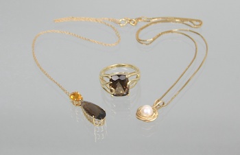 Appraisal: A Group of Gold Jewelry Containing a k gold ring