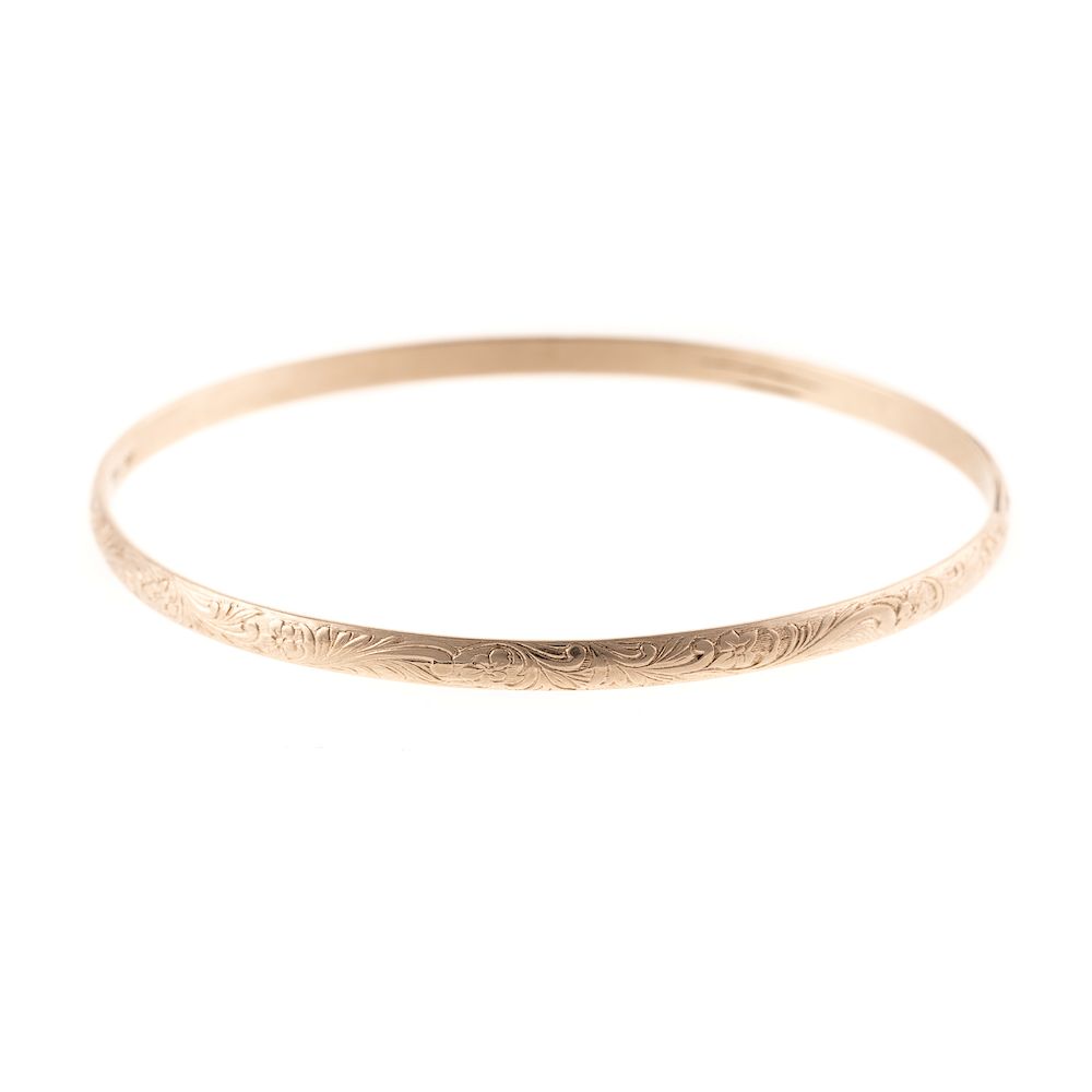 Appraisal: An Engraved Bangle Bracelet in K K white gold engraved