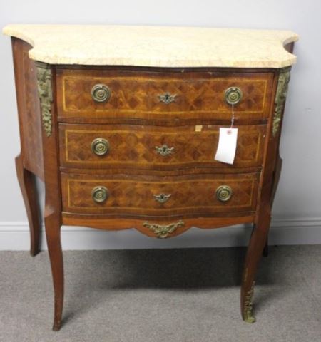 Appraisal: th Century Bronze Mounted Parquetry InlaidCommode With marble top and