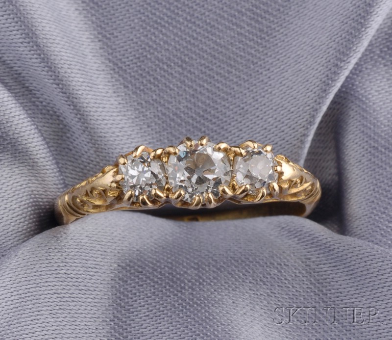 Appraisal: Antique kt Gold and Diamond Ring set with three old