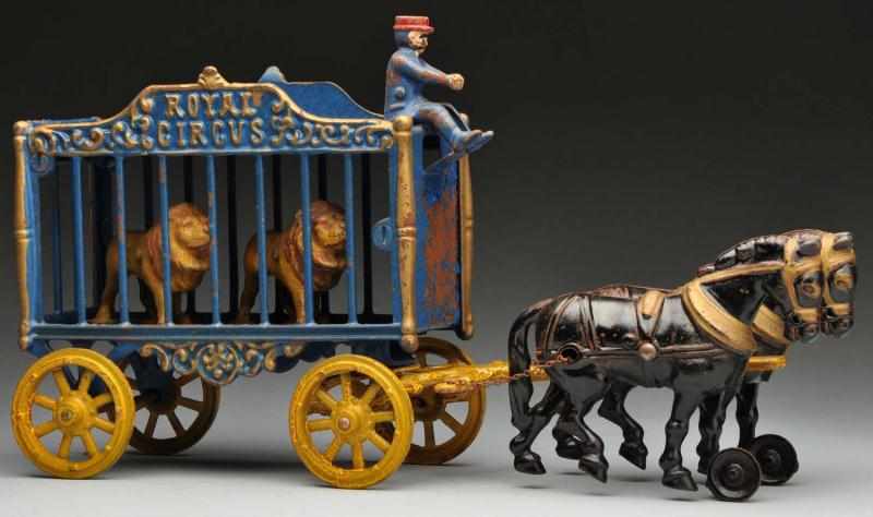 Appraisal: Cast Iron Hubley Royal Circus Cage Wagon Toy Description American