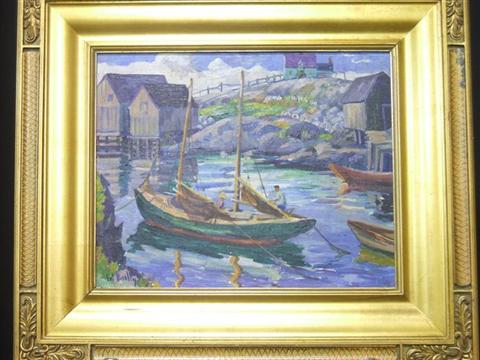 Appraisal: EARL BAILLY CANADIAN - GREEN BOAT Oil on canvas x