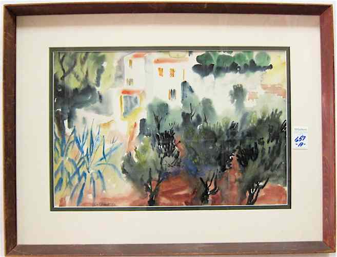 Appraisal: SAX SHAW WATERCOLOR ON PAPER Scotland - titled ''cagnes Sur