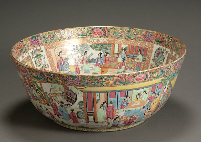 Appraisal: Chinese Export 'Famille Rose' Large Punch Bowl th Century Decorated