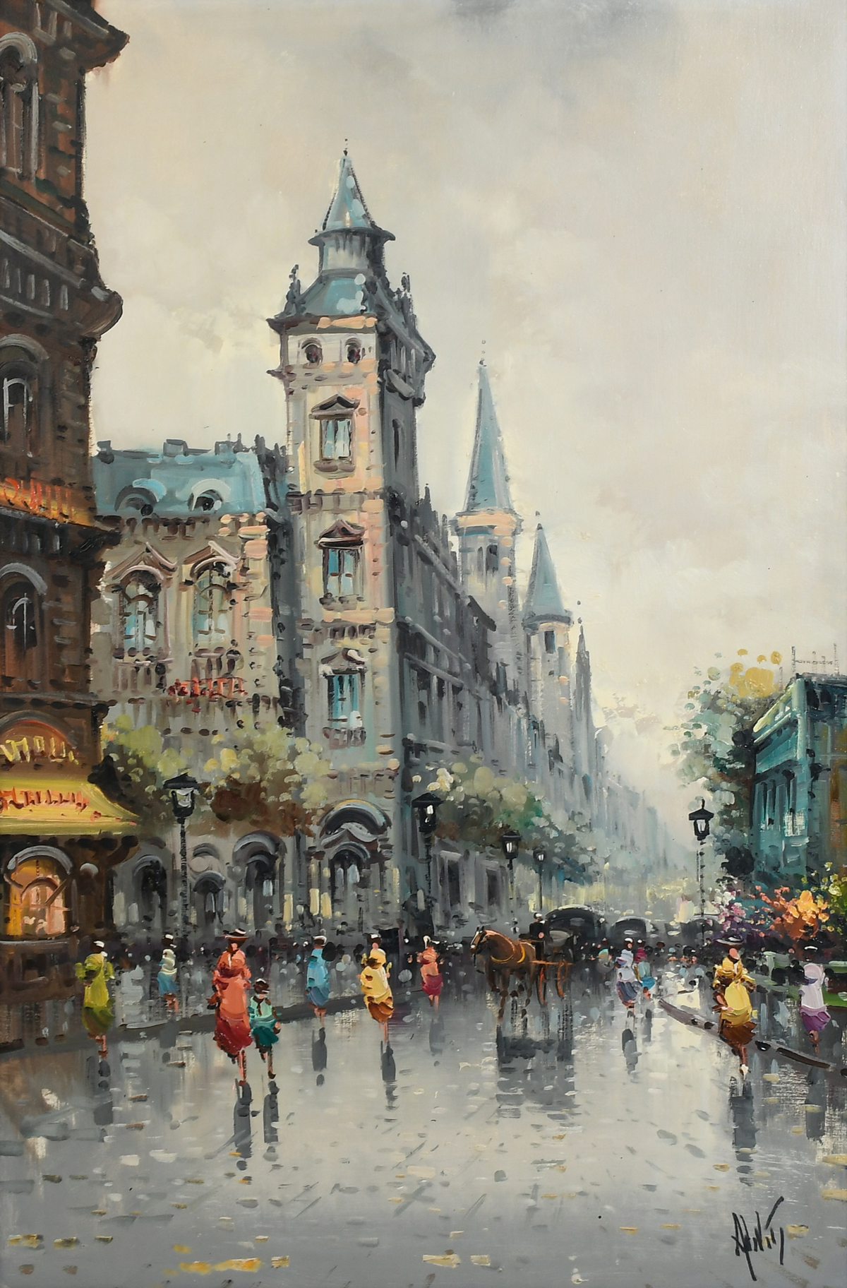 Appraisal: DEVITY Antonio Italian - French Street Scene Oil Canvas ''