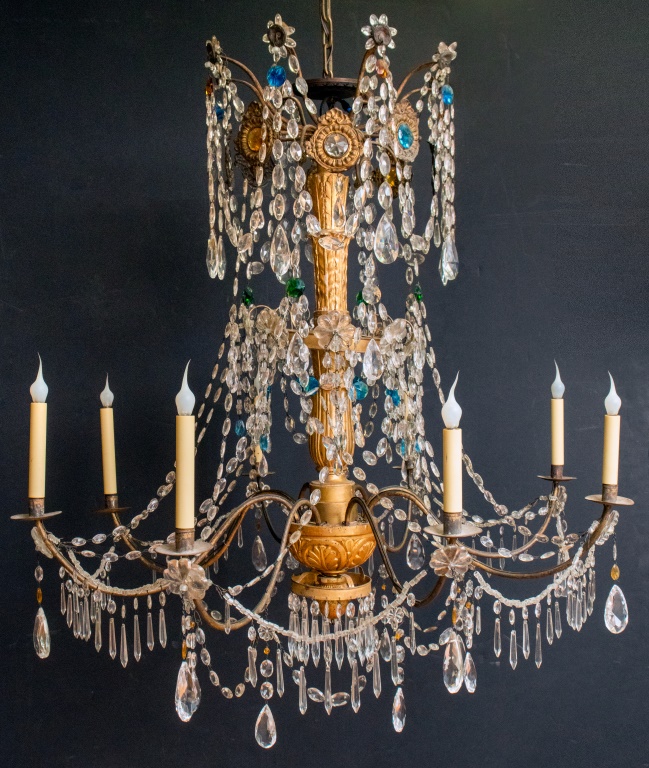 Appraisal: NORTH ITALIAN CLEAR COLORED GLASS CHANDELIER North Italian Neoclassical antique