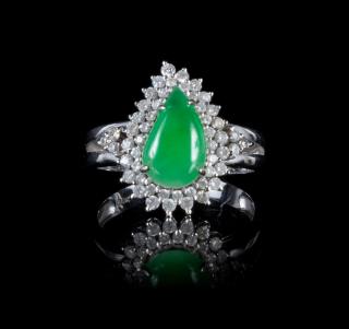 Appraisal: A Jadeite and K White Gold Mounted Ring A Jadeite