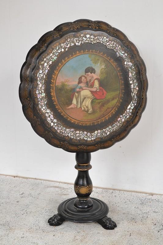 Appraisal: A VICTORIAN MOTHER OF PEARL INLAID TILT TOP TABLE WITH