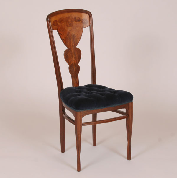 Appraisal: Unusual Art Nouveau chair with inlaid sunflower motif on seat