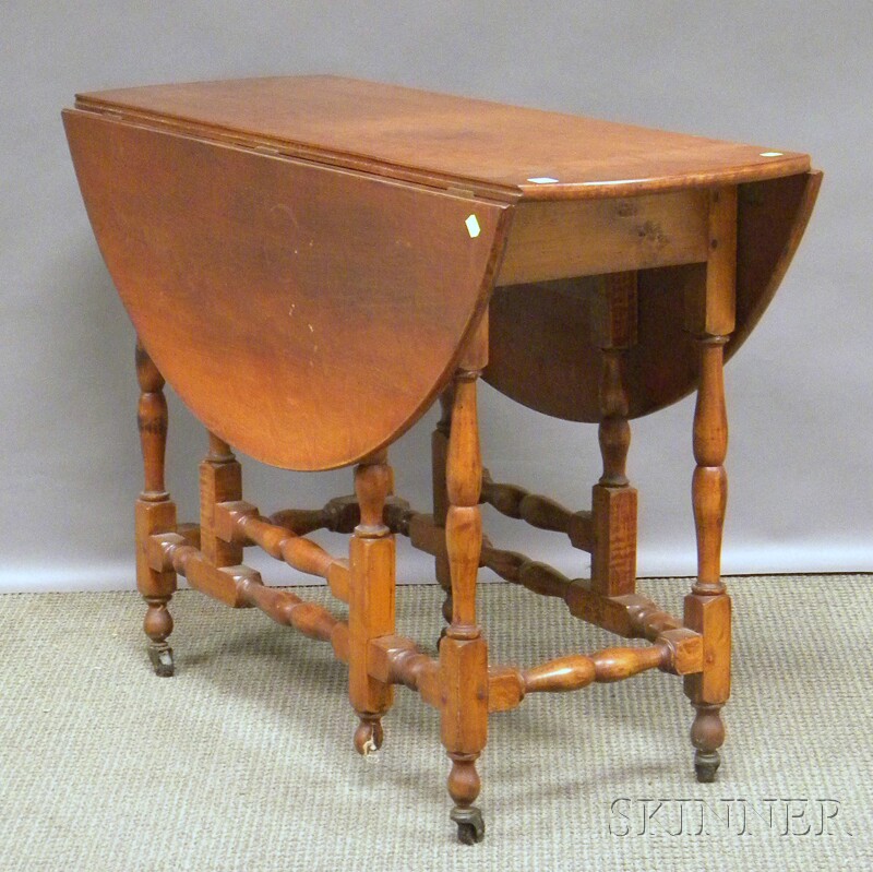 Appraisal: William Mary-style Tiger Maple Drop-leaf Gate-leg Table ht lg wd