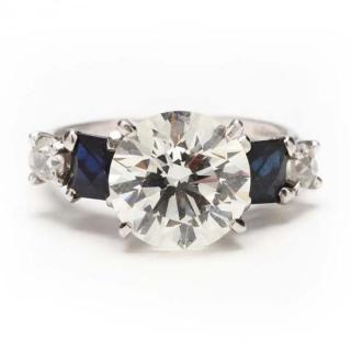 Appraisal: Platinum Diamond and Sapphire Ring set to the center with