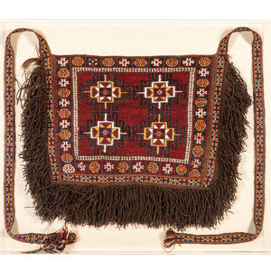 Appraisal: A Caucasian Woven Saddle Bag mounted in a plexiglass box