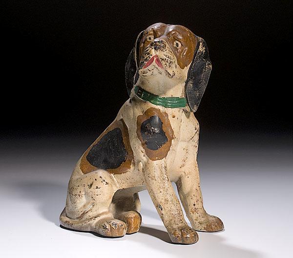 Appraisal: SEATED BEAGLE DOOR STOP American ca s of painted cast