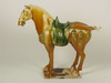 Appraisal: T'ANG HORSE - H glazed terra cotta horse highly detailed