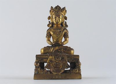 Appraisal: A Chinese gilt bronze figure of Buddha seated in lalitasana