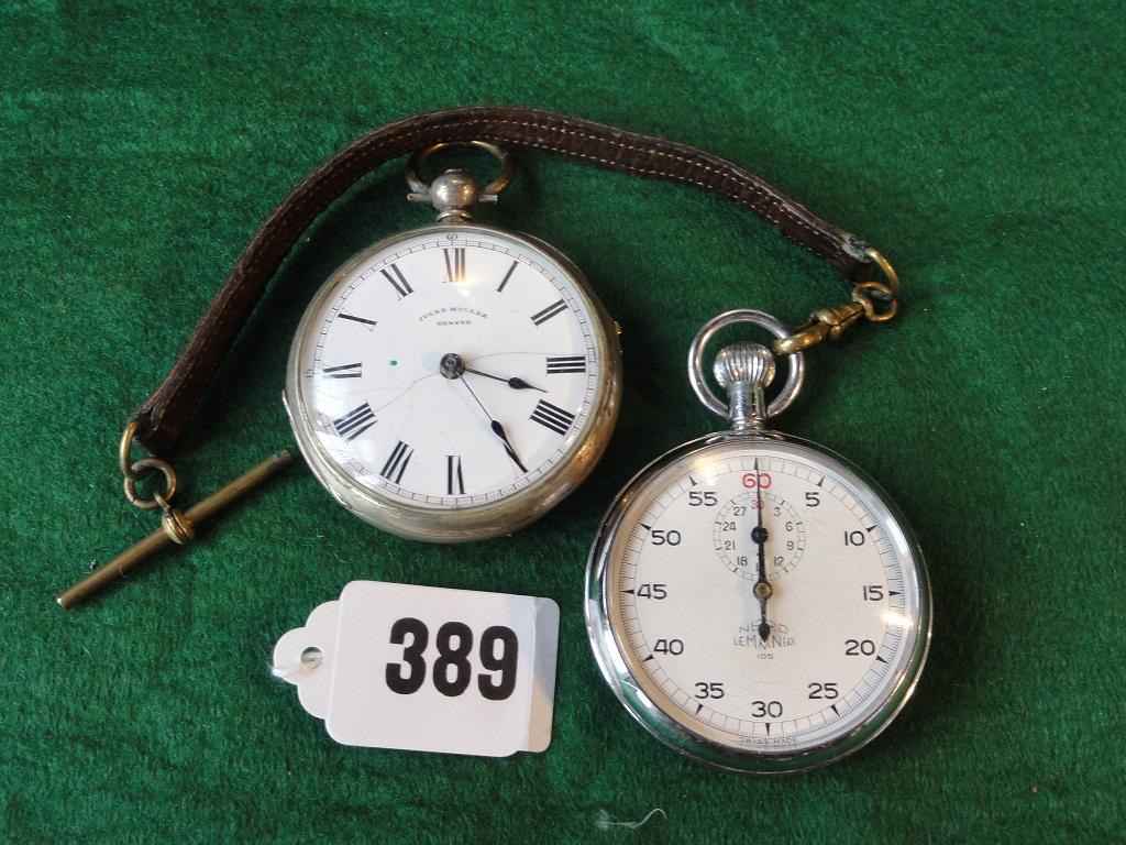 Appraisal: A silver metal pocket watch by Jules Muller of Geneve