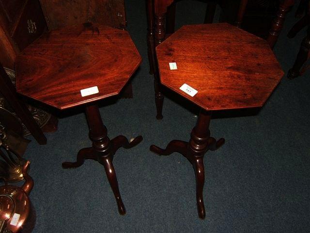 Appraisal: A pair of Georgian style mahogany lamp tables each with