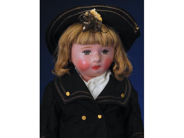 Appraisal: Unusual Martha Chase Child with Human Hair Wig Pawtucket R