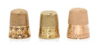 Appraisal: Three American Yellow Gold Thimbles Various Makers comprising a Three