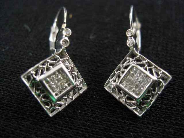 Appraisal: Diamond Earrings each with princess cut diamonds in k white