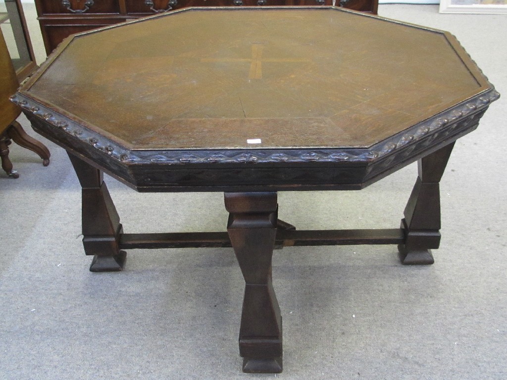 Appraisal: Gothic style oak octagonal centre table