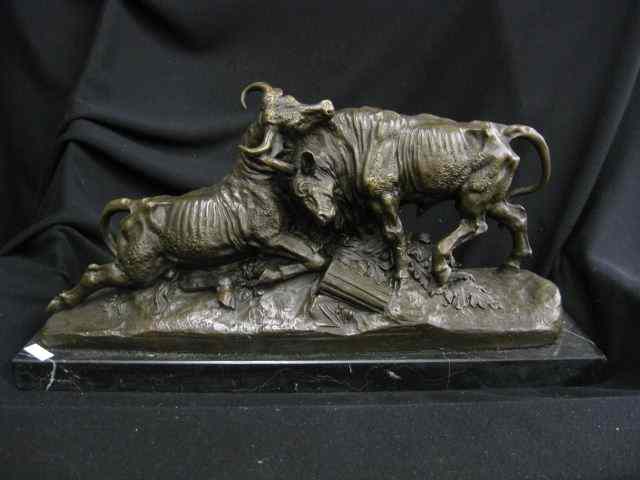 Appraisal: Bronze Statue of Bulls Fighting after A Clesinger '' long