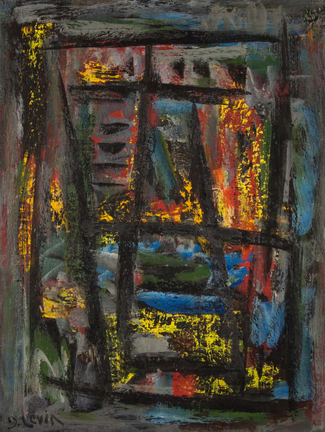 Appraisal: Joseph Levin Untitled Abstract Composition oil Russian American - Oil