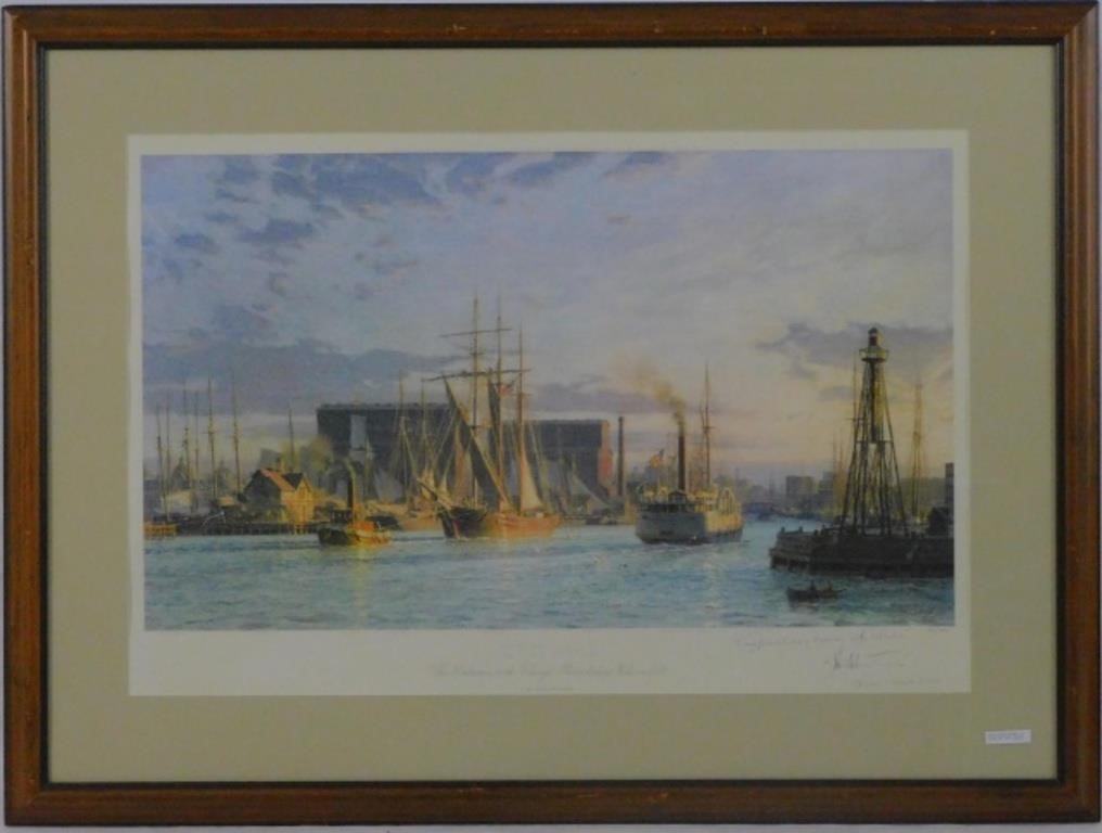 Appraisal: JOHN STOBART B MA FL FRAMED AND GLAZEDcolored lithograph depicting